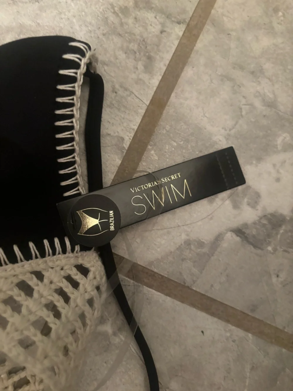 Victoria’s Secret Black and Cream Crochet-Trim One-Piece xs - Picture 2 of 5